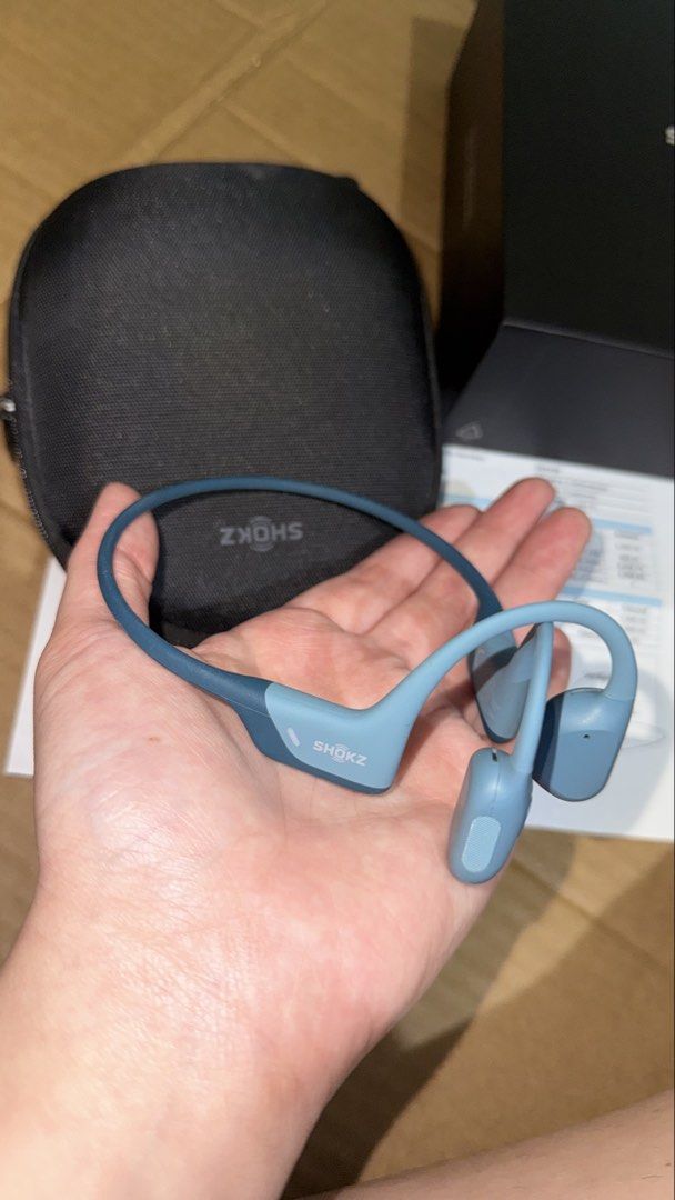 Shokz OpenRun Pro Bone Conduction (Category: Headphones & Headsets) located in Santa Rosa. Submitted by m.adel (Listing ID 1468795994, Image 1). Description: - Model: Shokz OpenRun Pro - Color: Blue - Design: Open-ear for ultimate situational awareness during workouts and runs - Condition: Fully functional, clean, and well-maintained - Inclusions: Original black hard carrying case, box, and receipt paperwork - Bought at Timeline.
