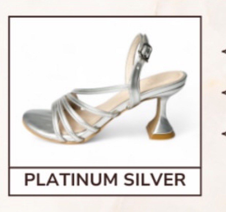 silver strappy heels (Category: Heels) located in Antipolo. Submitted by chi._.declutters (Listing ID 1468793361, Image 1). Description: available size 6, 7, 10 marikina/ lower antipolo area marikina made +100 if meetup.