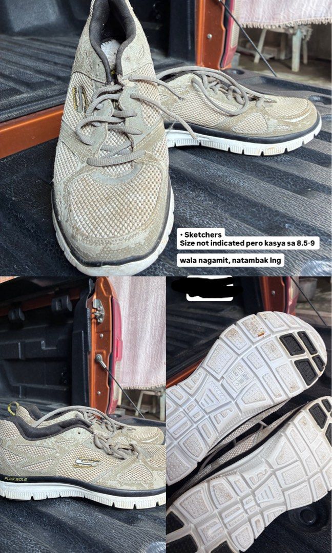 Skechers Flex Sole Sneakers (Category: Sneakers) located in Davao. Submitted by pchy_ (Listing ID 1468787268, Image 1). Description: - Brand: Skechers - Colorway: Beige and Grey - Size: Estimated US 8.5 to 9 - Material: Breathable mesh upper with lace-up closure - Sole: Flex Sole technology for all-day comfort - Condition: Never used, stored properly, clean soles with minimal to no wear.