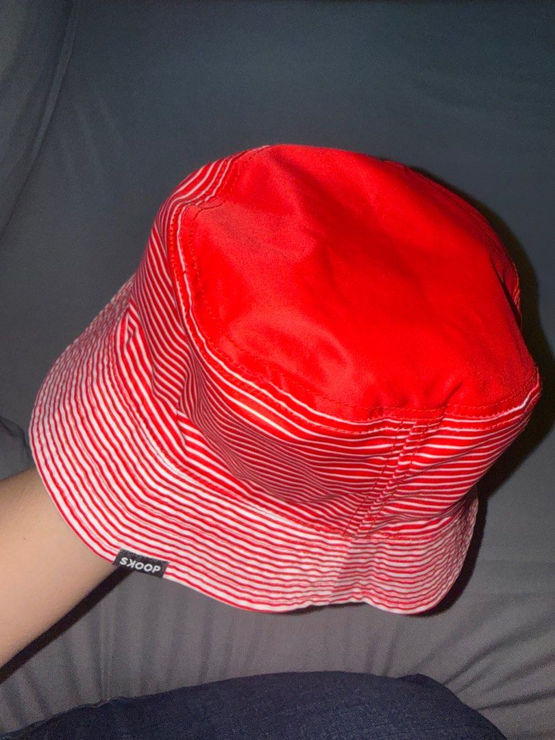 SKOOP REVERSIBLE STRIPED BUCKET HATS (Category: Caps & Hats) located in Las Pinas. Submitted by coolthreadz (Listing ID 1468826358, Image 3). Description: 🧢 SKOOP REVERSIBLE STRIPED BUCKET HATS 🏷️ Brand: Skoop 🎨 Available Colors: Red/White & Navy Blue/White ✨ Condition: Preloved 📦 Sold Separately * Reversible bucket hats featuring a striped exterior and solid-colored reverse side. * Embroidered circular patches on the striped side. * Features