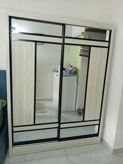 Sliding Door Wardrobe with Frosted Glass and Floral Panels, Furniture ...