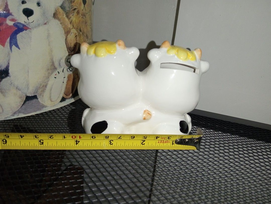 SMALL COW CERAMIC COINBANK (Category: Vases & Decorative Bowls) located in Kawit. Submitted by gieclutter (Listing ID 1468721014, Image 3). Description: Flakers and joy reservers are 𝗻𝗼𝘁 𝗮𝗹𝗹𝗼𝘄𝗲𝗱 Actual photos All sales are final—no returns, exchanges, or refunds 𝗖𝗢𝗡𝗗𝗜𝗧𝗜𝗢𝗡: ・𝗡 ・minor scratches 𝗟𝗢𝗖𝗔𝗧𝗜𝗢𝗡: Kawit, Cavite 𝗠𝗢𝗣: 𝗣𝗙/NO COD Item price + ₱𝟳𝟱 Minimum SF *rates vary based on weight and location 𝗠𝗢𝗗: J&T R