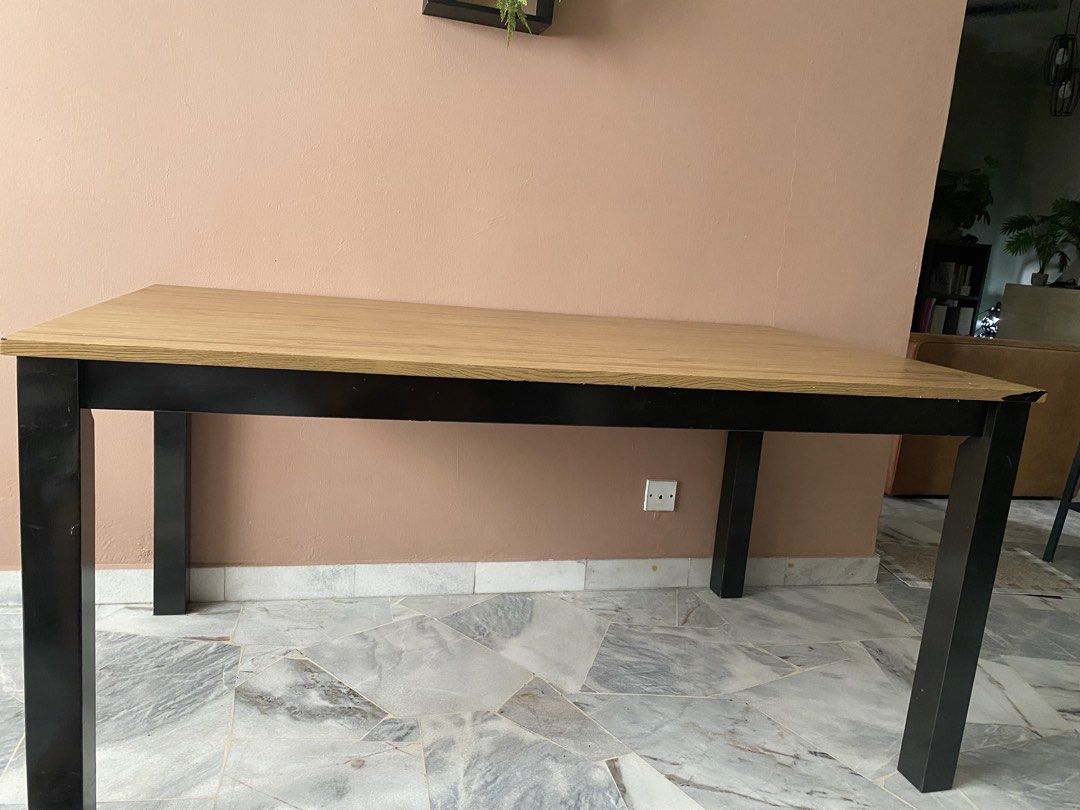 Solid Wood Dining Table (Category: Tables & Sets) located in Kuala Lumpur. Submitted by asyrafazwarrudin93 (Listing ID 1468738342, Image 3). Description: The dining table is likely used. The size of the table is: 150cm x 90cm x 74cm .