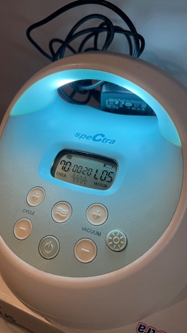 Spectra S1 Plus Electric Breast Pump (Category: Breastfeeding & Bottle Feeding) located in Valenzuela. Submitted by steph.yyy.yuuu (Listing ID 1468796978, Image 2). Description: - Built-in rechargeable battery for convenient pumping anywhere - Includes original power adapter and box - Digital display screen shows cycle and vacuum levels for precise control - Integrated night light feature on the handle for late-night sessions - RUSH shipping avai