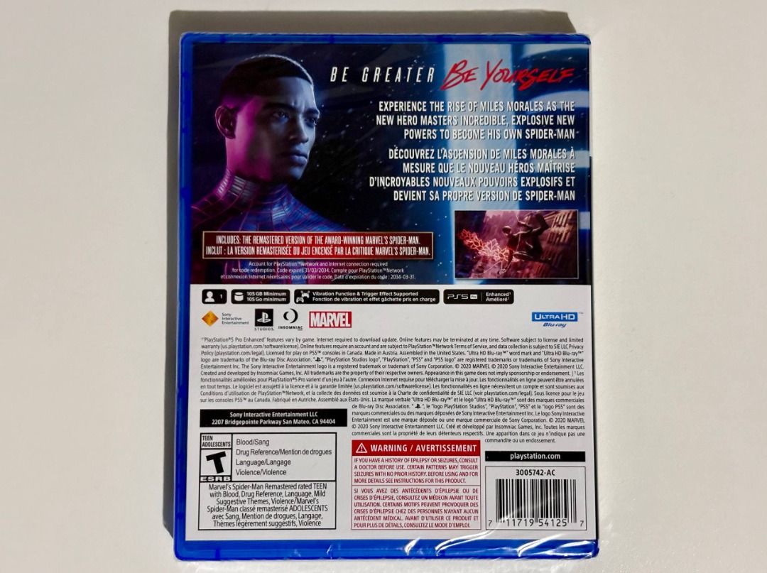 Spider-Man Miles Morales Ultimate Edition (Category: PlayStation) located in Quezon City. Submitted by jcmlico (Listing ID 1468854356, Image 2). Description: Spider-man Miles Morales Ultimate Edition Brand-new, factory sealed (Y-fold seal) Version: US / Region 1 Contains 2 games: 1) Disc: Spider-man Miles Morales 2) Digital code: Spider-man Game of the Year Edition (including DLCs) Can do meetup or delivery If you're uncomfortable with delivery, 