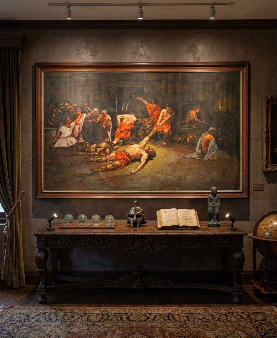 Spoliarium Painting (Category: Wall Decor) located in Mandaluyong City. Submitted by theforgottentreasures (Listing ID 1468894747, Image 1). Description: 160k pesos! 📌 Vintage Spoliarium Painting inspired by Juan Luna Artist: RS Buendia 5 feet and 5 inches x 3 feet and 5 inches what you see is what you get.