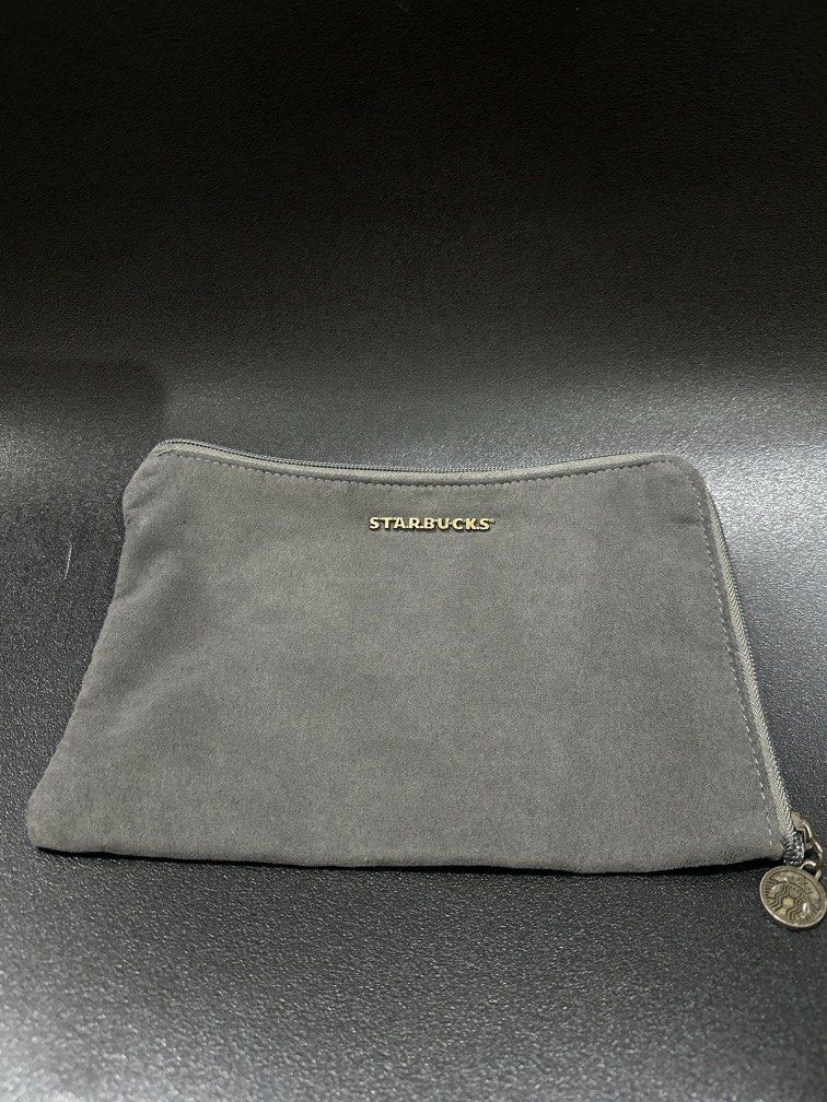 Starbucks Pouch (Grey) (Category: Purses & Pouches) located in Manila. Submitted by krystalchewey_ (Listing ID 1468843597, Image 1). Description: USED Actual Photo Posted 199php grey suede/velvet zipper pouch with gold “STARBUCKS.