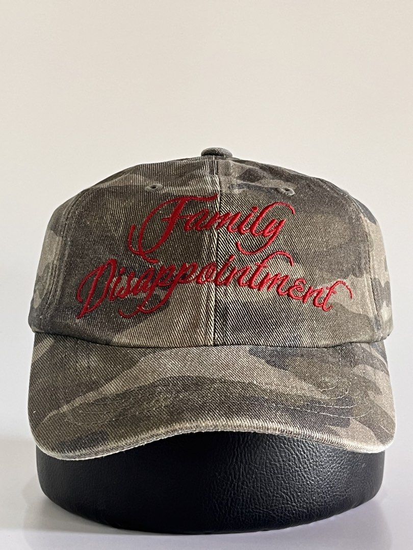 Statement Camou Dadhat (Category: Caps & Hats) located in Malaybalay. Submitted by haulsome (Listing ID 1468853773, Image 3). Description: Statement Camou Dadhat -No flaws/Like new -Features Family Disappointment embroidered statement up front -Adult size, adjustable strap 400php, +sf.