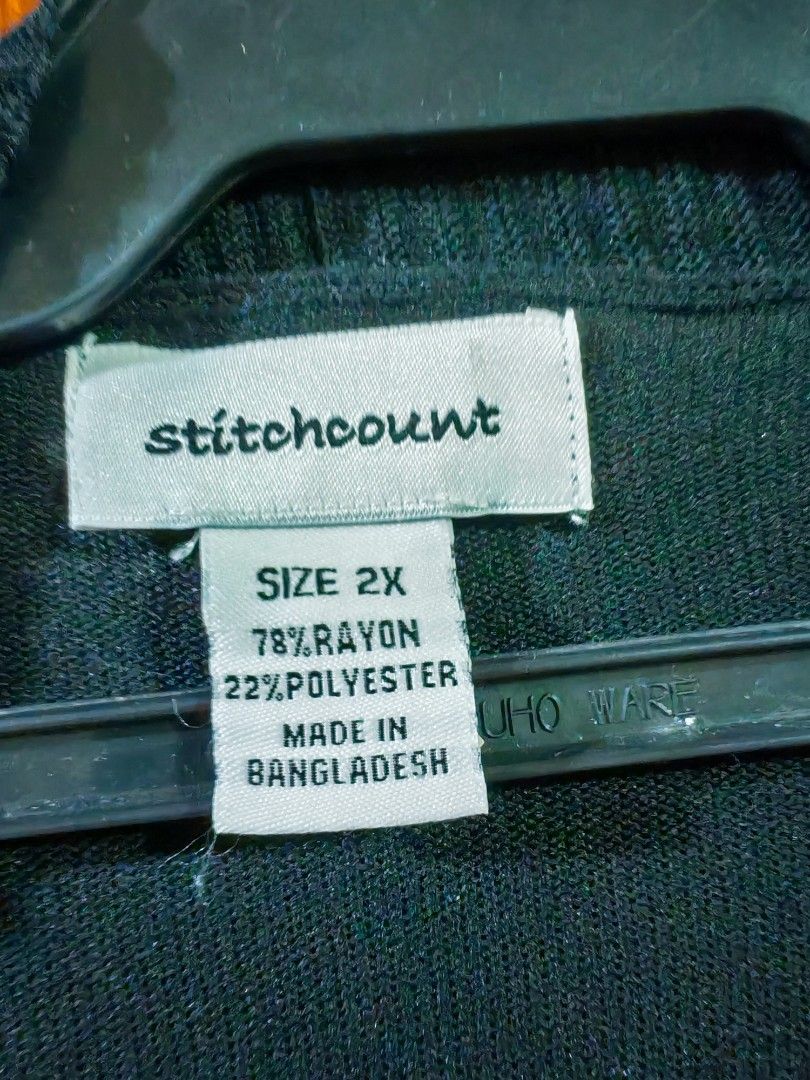 Stitchcount Black Ribbed Cardigan Size 2X (Category: Coats, Jackets and Outerwear) located in Paranaque City. Submitted by MLandCobyApple (Listing ID 1468721255, Image 3). Description: - Brand: Stitchcount - Color: black - Material: 78% Rayon, 22% Polyester - Size: 2X (tag attached) - Design: Ribbed knit, open front, two front pockets - Fit: Comfortable, loose fit - Origin: Made in Bangladesh - Condition: Brand new with tags.