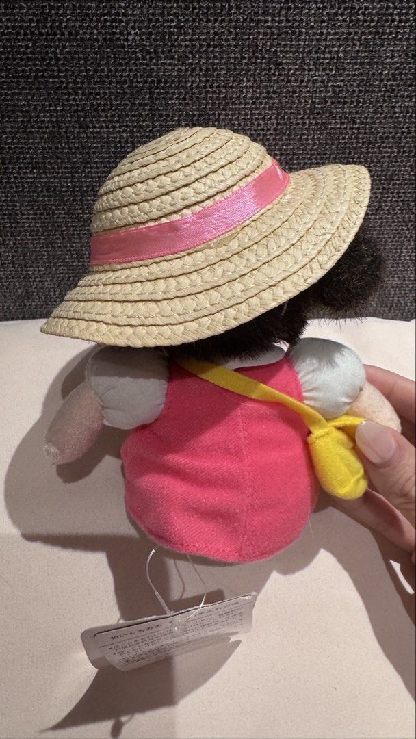 Studio Ghibli Chibi Maruko-chan Plush Doll Straw Hat (Category: Plushies & Soft Toys) located in Mandaluyong City. Submitted by maelovestoshop (Listing ID 1468879875, Image 3). Description: - Character: Studio Ghibli plush doll - Size: Approximately 20cm tall - Outfit & Accessories: Pink dress, straw hat with ribbon, yellow shoes, and attached cross-body bag - Condition: Clean fabric, no stains, no damage - Authenticity: Original Japanese tag att