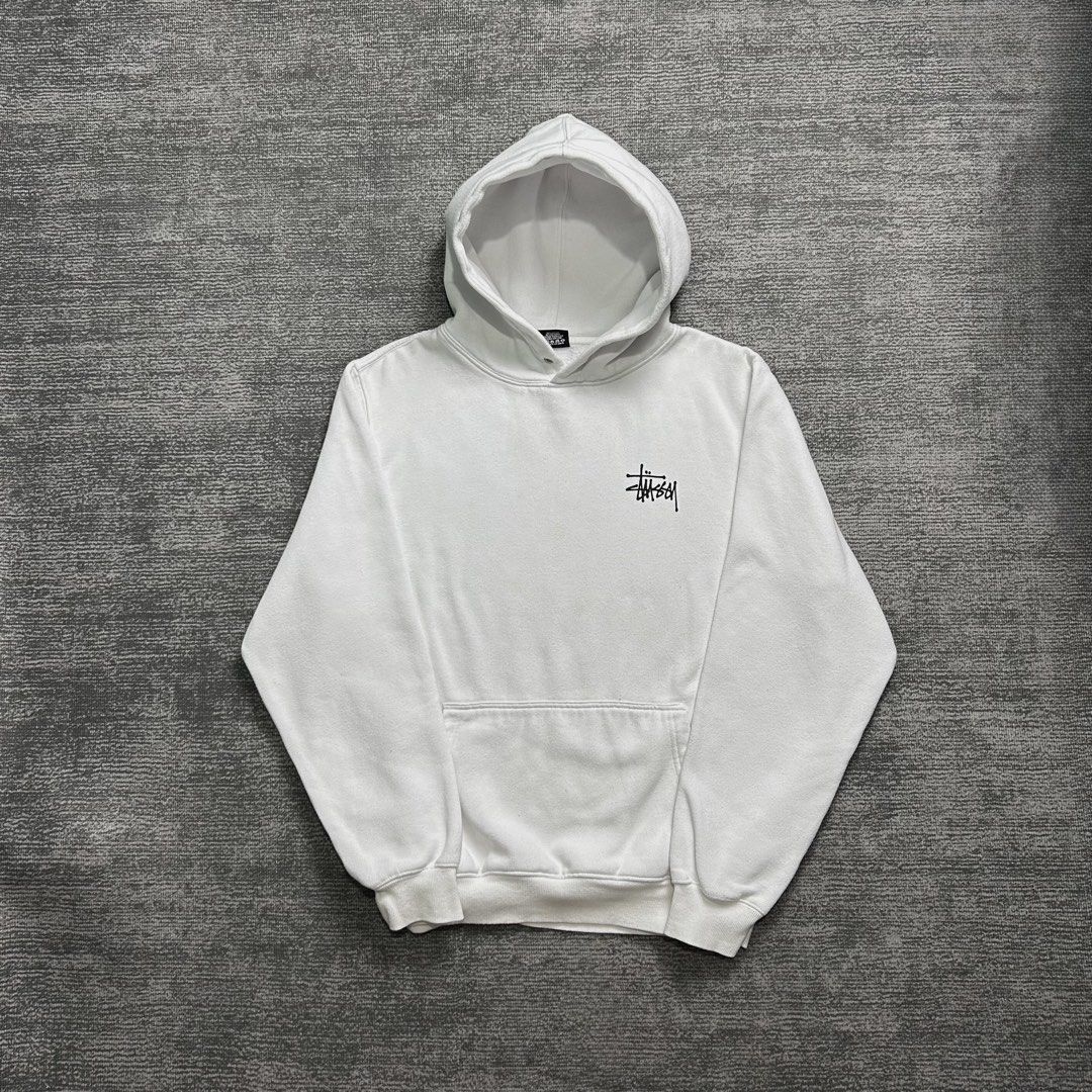 Stussy Basic Logo Hoodie (Category: Coats, Jackets and Outerwear) located in Angeles City. Submitted by doykthrift (Listing ID 1468856115, Image 2). Description: Stussy Basic Logo Hoodie Size: Medium Measurement: W20.5” x L26” Issue (s): minimal stain Condition: 9.5/10.