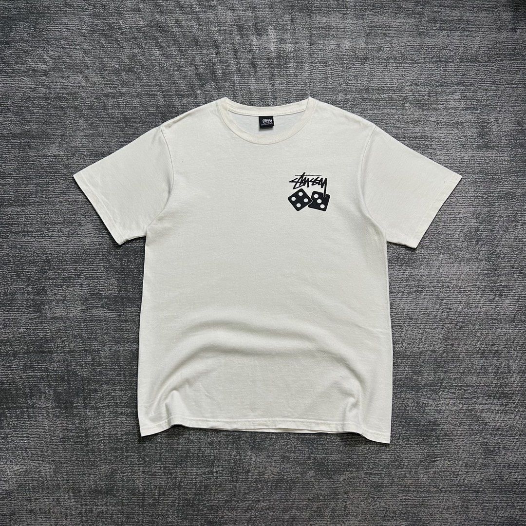 Stussy Dice Tee (Category: Activewear) located in Angeles City. Submitted by doykthrift (Listing ID 1468855846, Image 2). Description: Stussy Dice Tee Size: Small Fit to Medium Measurement: W20.5” x L27” Issue (s): None Condition: 9/10.