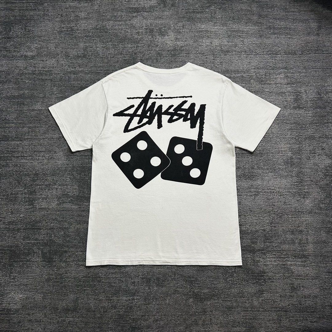 Stussy Dice Tee (Category: Activewear) located in Angeles City. Submitted by doykthrift (Listing ID 1468855846, Image 1). Description: Stussy Dice Tee Size: Small Fit to Medium Measurement: W20.5” x L27” Issue (s): None Condition: 9/10.
