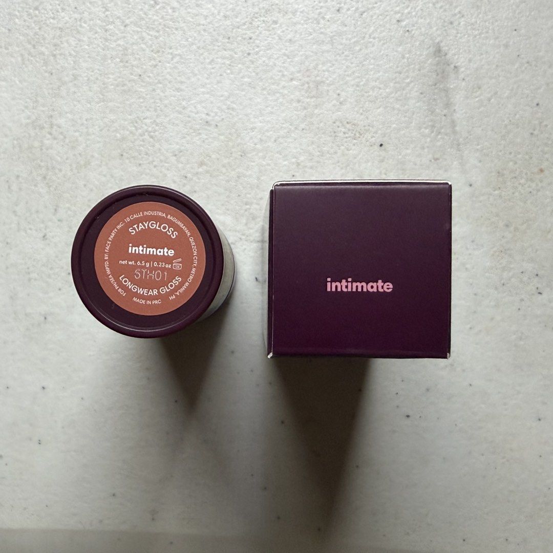 Sunnies Face Staygloss in Intimate (Category: Makeup) located in Marikina City. Submitted by pqlr_pscs (Listing ID 1468918740, Image 2). Description: Sunnies Face Stay Gloss Nude Collection in Intimate – swatched twice – rfs: doesn't suit me 💔 – literally just received today. already sanitized before putting back sa box :) shipping thru j&t (₱44~64) or grab/lalamove .