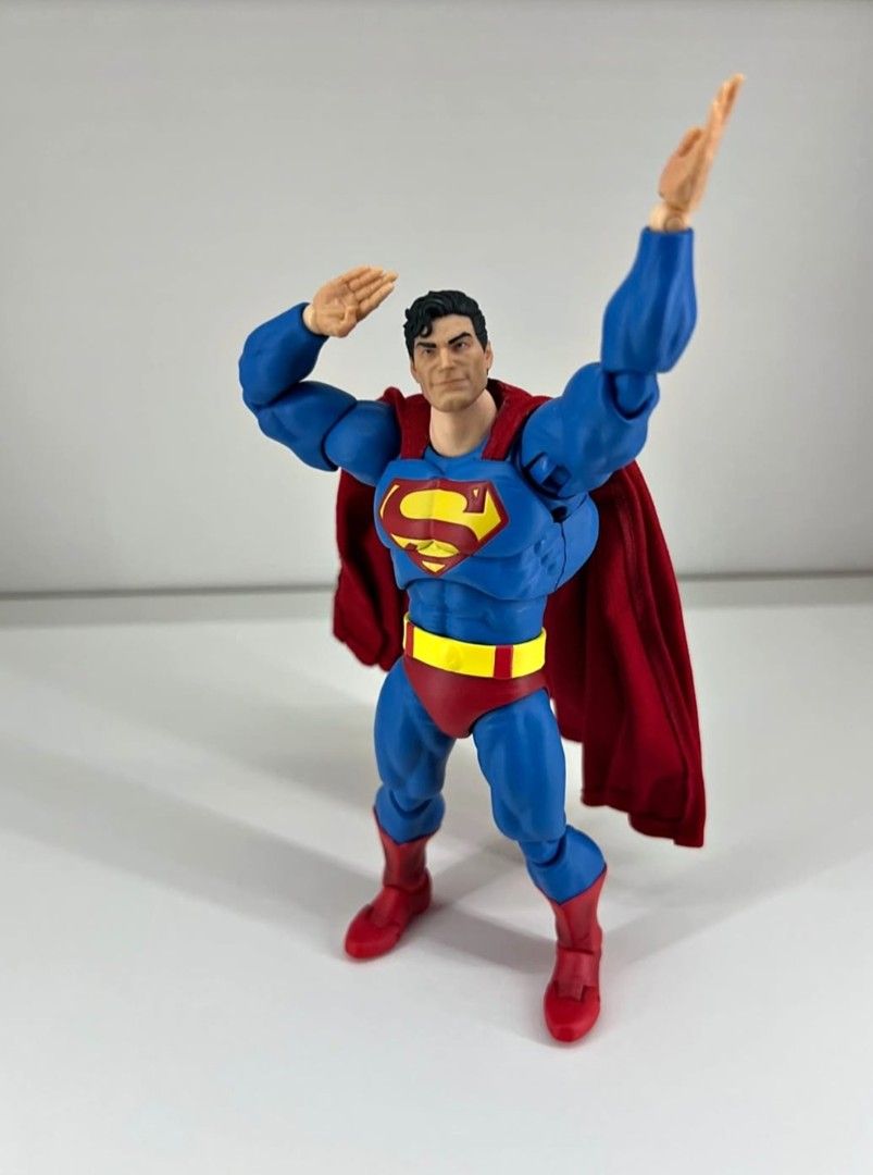 Superman Custom 1/12 Action Figure (Category: Figurines & Statues) located in San Juan. Submitted by docpratty (Listing ID 1468779290, Image 1). Description: This is a custom Superman action figure made from Mezco and MAFEX parts. The head and hands are from the Mezco “Man of Steel” figure, while the body is from the MAFEX The Dark Knight Returns Superman figure. All accessories from the MAFEX figure are included. The head is attached using a cus