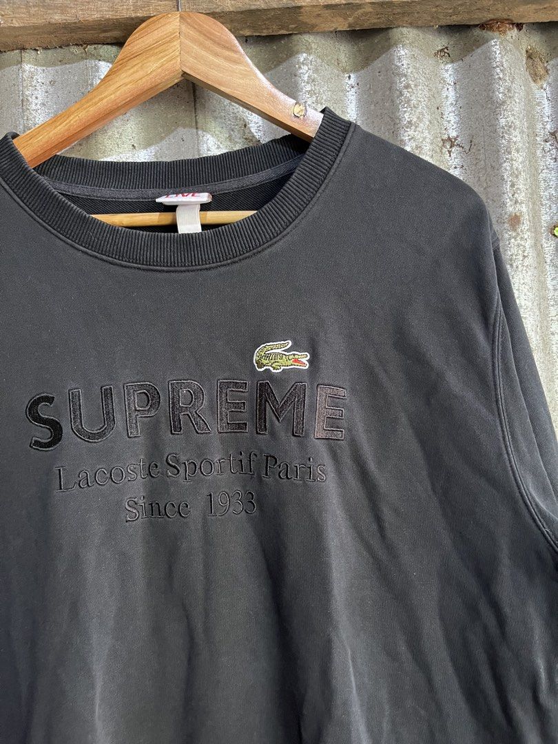 Supreme x Lacoste (Category: Coats, Jackets and Outerwear) located in Manila. Submitted by -thedropco (Listing ID 1468757778, Image 2). Description: Supreme x Lacoste L/S Good Condition 9/10 Minimal issue Measurements: Width : 23.5 Length: 27.