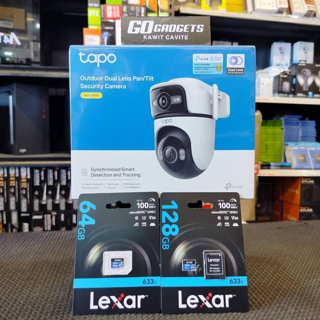 TAPO C545D + LEXAR microSD BUNDLE (Category: Security Systems & CCTV Cameras) located in Caloocan City. Submitted by kentsalvador31 (Listing ID 1468761799, Image 2). Description: TAPO C545D + LEXAR microSD BUNDLE Option 1 w/ Lexar 64GB: ₱4,915 Option 2 w/ Lexar 128GB: ₱5,554. Promo valid until October 31, 2026. Go Gadgets - Kawit Cavite 💬 Message us now for full specs & recommendations! 🔒 Suitable for: ✔ Homes ✔ Stores ✔ Offices ✔ Warehouses ✔ 