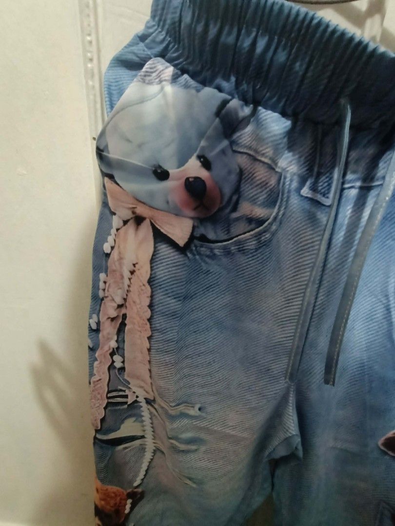 Teddy Bear 3D Pants Wide Leg (Category: Jeans) located in Manila. Submitted by nicramos07 (Listing ID 1468759185, Image 2). Description: For Sale BKK 3D Bear Wide-Leg Pants (Brand New) ​Waist: 26"–30" (Fits Medium to Large) Made In Thailand Payment: BDO and Mari Bank .