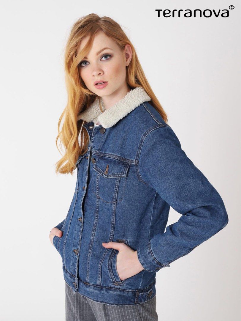 Terranova Denim Jacket with Sherpa Collar (Category: Coats, Jackets and Outerwear) located in Manila. Submitted by eunicemarzan (Listing ID 1468849098, Image 1). Description: Used once!! Size: XS (fits S).