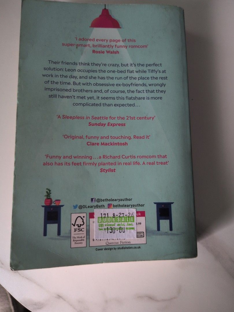 The Flat Share by Beth O'Leary Novel (Category: Storybooks) located in Quezon City. Submitted by maff_mallow (Listing ID 1468725786, Image 3). Description: - Title: The Flatshare by Beth O'Leary - Format: Paperback -with back crease, no tanning, pages intact - Genre: Contemporary Romance / Modern Romantic Fiction - Condition: Good, with normal shelf wear and slightly yellowed pages - Perfect for: Fans of heartwarming romance novels.