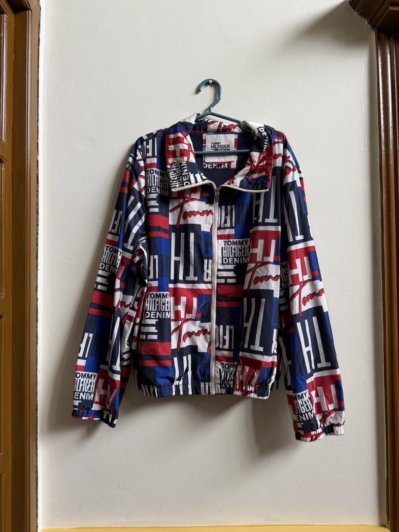 tommy hilfiger denim windbreaker jacket (Category: Coats, Jackets and Outerwear) located in Manila. Submitted by _____car0usell (Listing ID 1468721123, Image 1). Description: - authentic tommy hilfiger, bought in Vegas (around 7k php) - says XL, but fits xs-xl depends on your style (im xs; oversized look) - women / men unisex.