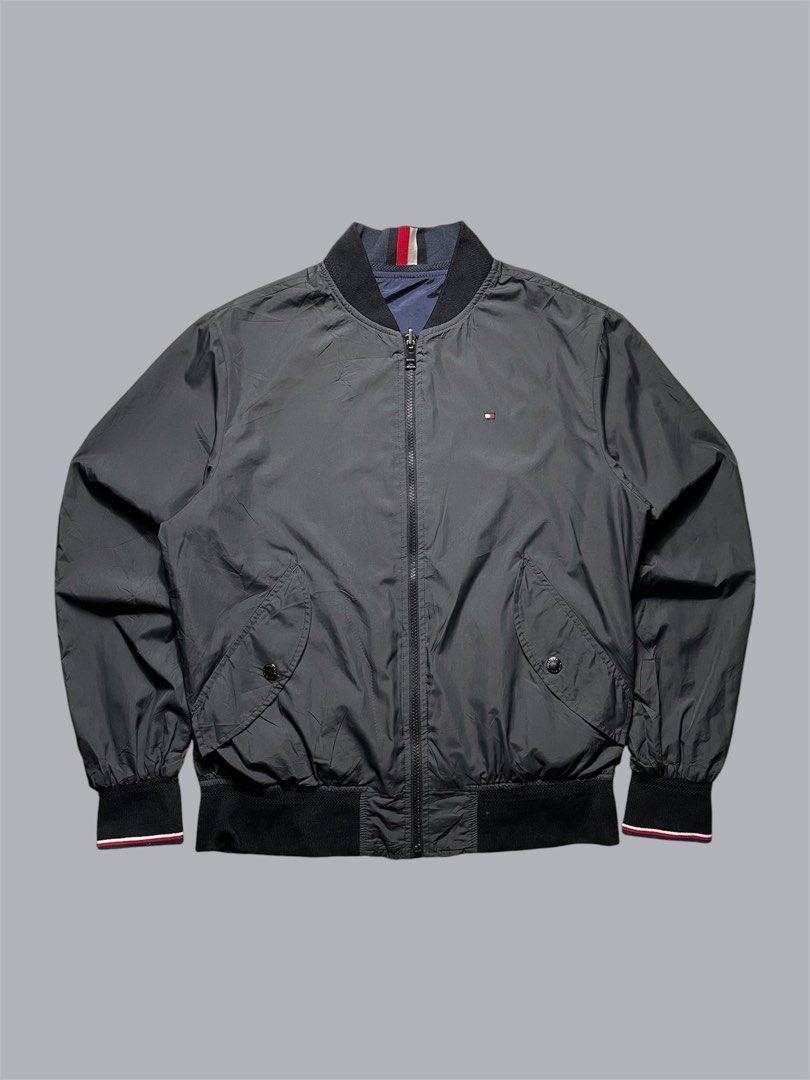 Tommy Hilfiger Reversible bomber jacket (Category: Coats, Jackets and Outerwear) located in Quezon City. Submitted by renovare.196 (Listing ID 1468903077, Image 1). Description: Tommy Hilfiger Reversible bomber jacket As New Condition Color Rate: 9.8/10 Issue Not Working Last pic Measurements • Width: 22 • Length: 25.5 Price: 2000 obo DM IF INTERESTED📥.
