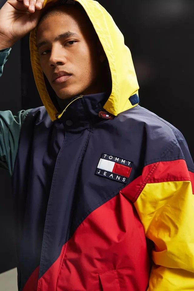 Tommy jeans windbreaker jacket (Category: Coats, Jackets and Outerwear) located in Taytay. Submitted by GRIND720_II (Listing ID 1468841908, Image 2). Description: Tommy jeans 90's capsule color block sailing jacket medium on tag LARGE FIT 23.5 x 27.5 Excellent 2999.