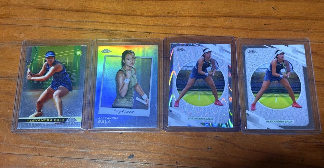 Topps Chrome Alex Eala assorted cards (Category: Raw Singles) located in Paranaque City. Submitted by tuttopassa1217 (Listing ID 1468847100, Image 1). Description: Base 2026 - 900 each, discounts available for bulk Raywave 2026 refractor - 1.3k SOLD Captured - 1.3k each Rookie card 2024 - 1.5k each .