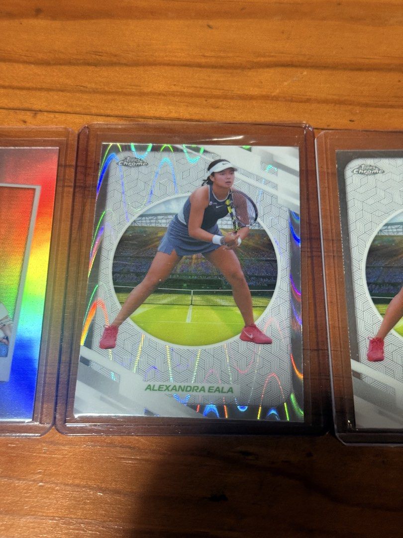 Topps Chrome Alex Eala assorted cards (Category: Raw Singles) located in Paranaque City. Submitted by tuttopassa1217 (Listing ID 1468847100, Image 3). Description: Base 2026 - 900 each, discounts available for bulk Raywave 2026 refractor - 1.3k SOLD Captured - 1.3k each Rookie card 2024 - 1.5k each .