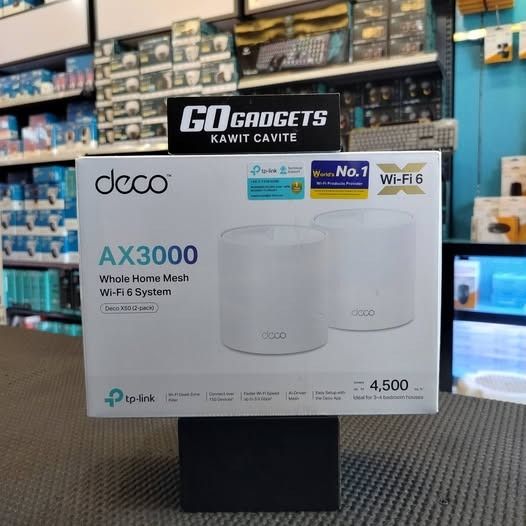 TP-Link Deco X50 AX3000 Wi-Fi 6 Mesh System (Category: Networking) located in Caloocan City. Submitted by kentsalvador31 (Listing ID 1468760854, Image 1). Description: 📶 Wala nang dead spot sa bahay! 👀 Upgrade na sa TP-Link Deco X50 AX3000 Wi-Fi 6 Mesh System 2pack! 🔥 Goodbye mahina ang signal, hello smooth connection! 💯 Go Gadgets - Kawit Cavite 💬 Message us now for full specs & recommendations! 🌐 Suitable for: ✅ Home WiFi upgrade ✅ Whole-