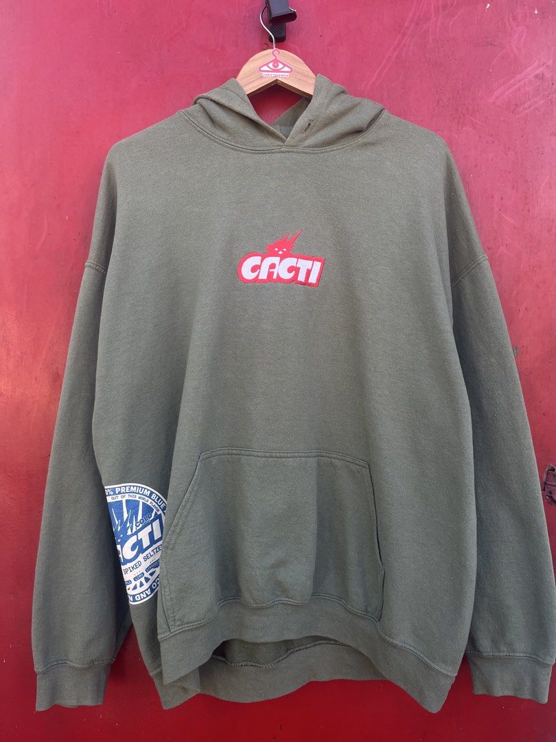 Travis scott cactus jack cacti hoodie (Category: Hoodies) located in Cavite. Submitted by thriftniowen (Listing ID 1468862265, Image 1). Description: Travis scott cactus jack cacti hoodie Size large fit to xl frame Chest: 25.5 Length: 28.5 Condition: good Flaws: minimal on print and lints.