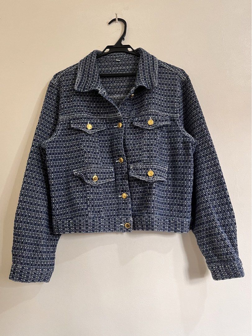 Tweed blue jacket (Category: Coats, Jackets and Outerwear) located in Caloocan City. Submitted by thrift.withlux (Listing ID 1468744400, Image 1). Description: MED TO L .
