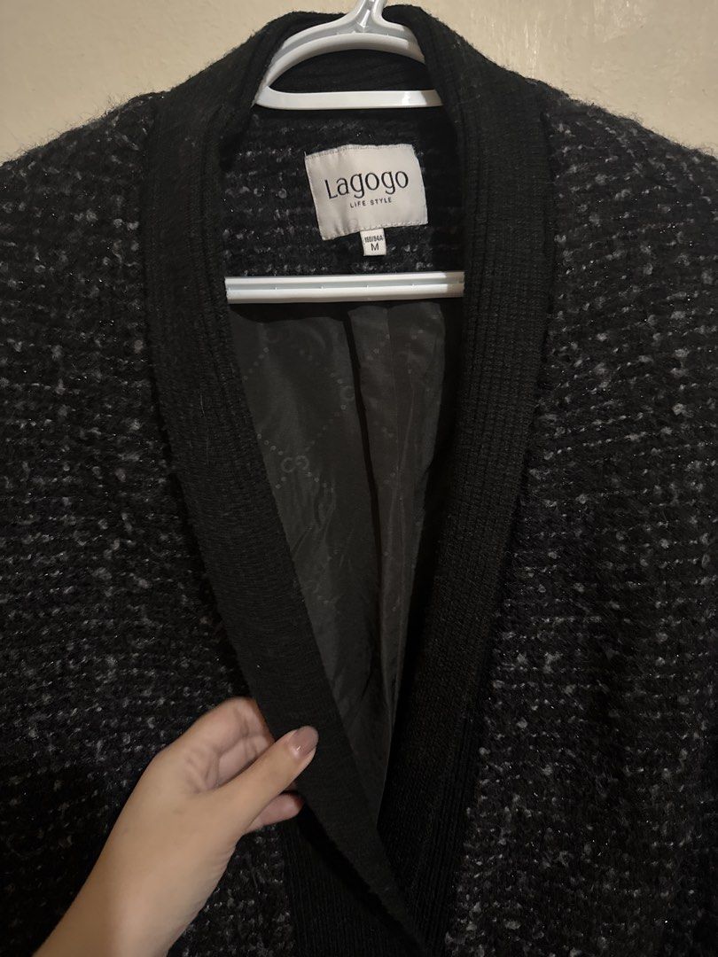Tweed Jacket (Category: Coats, Jackets and Outerwear) located in Quezon City. Submitted by brandsetcph (Listing ID 1468788956, Image 3). Description: Tweed jacket perfect for winter Used once in Japan Glittery effect Brand: Lagogo Size: medium on tag (21.5x22.5in).