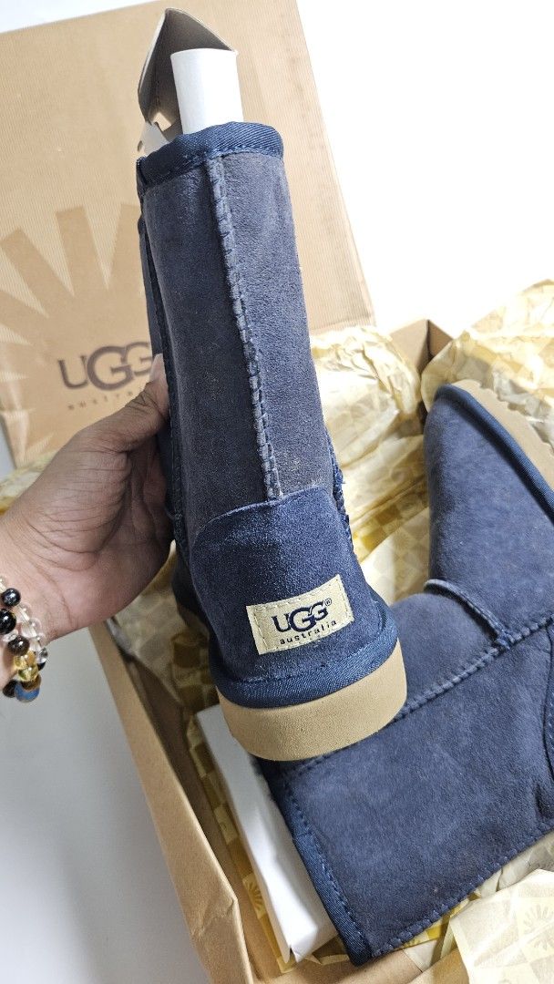 UGG Classic Short Boots Navy Size 6 (Category: Boots) located in Alfonso. Submitted by jbcamet (Listing ID 1468884939, Image 2). Description: - Brand: UGG Classic Short Boots - Color: Navy Blue Suede - Size: Women's US 6 / EU 37 / UK 4.5 - Interior: Soft fleece lining for ultimate warmth - Condition: Brand new, never worn - Inclusion: Comes with original box and packaging papers.