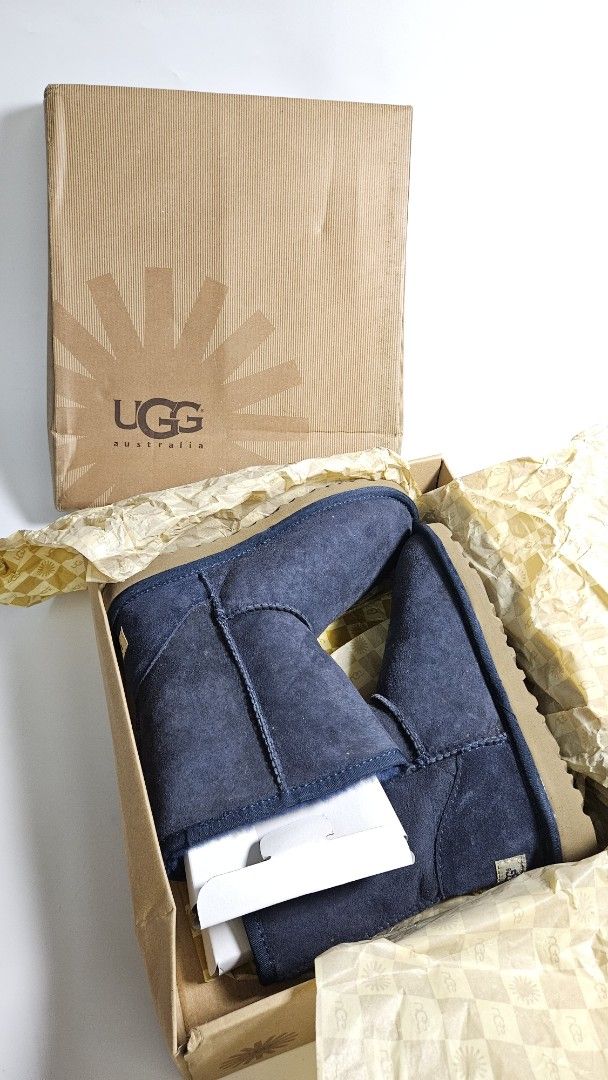 UGG Classic Short Boots Navy Size 6 (Category: Boots) located in Alfonso. Submitted by jbcamet (Listing ID 1468884939, Image 1). Description: - Brand: UGG Classic Short Boots - Color: Navy Blue Suede - Size: Women's US 6 / EU 37 / UK 4.5 - Interior: Soft fleece lining for ultimate warmth - Condition: Brand new, never worn - Inclusion: Comes with original box and packaging papers.