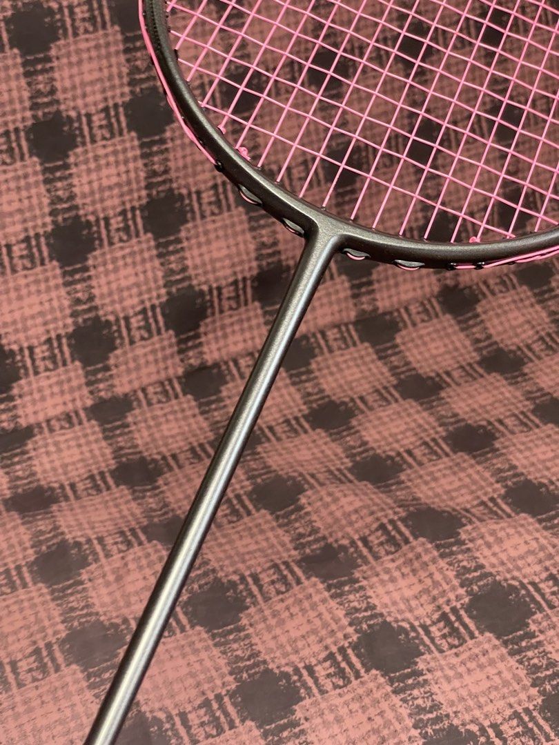 Unbranded Badminton Racket (Category: Racket and Ball Sports) located in Taguig. Submitted by gentle_buyer (Listing ID 1468727248, Image 2). Description: Carbon Fiber Racket All Black Pink String Maxbolt 0.66mm gauge Tension 25 Gutted at Juego Festival Mall Alabang Extra Racket Location: Taguig Payment: Gcash/BDO Shipping: Lalamove.
