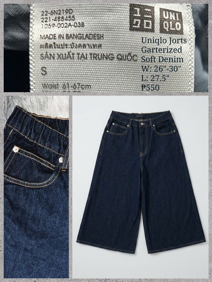UNIQLO Jorts (Category: Jeans) located in General Trias. Submitted by relove_closet8 (Listing ID 1468810275, Image 1). Description: • Washed and never used. • Garterized waist. • Soft denim fabric. • Buyer handles shipping fee and book J&T or Lalamove only. • Payment first via bank transfer or e-wallet • No cancellation/return/refund of orders. 📍Lancaster, General Trias (Weekdays) 📍Las Piñas (Saturday & Sunday).
