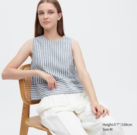 Uniqlo Linen Blend Top (Category: Sleeveless) located in Mabalacat. Submitted by designerbrandsforless (Listing ID 1468751888, Image 1). Description: In great condition ! Size: medium .
