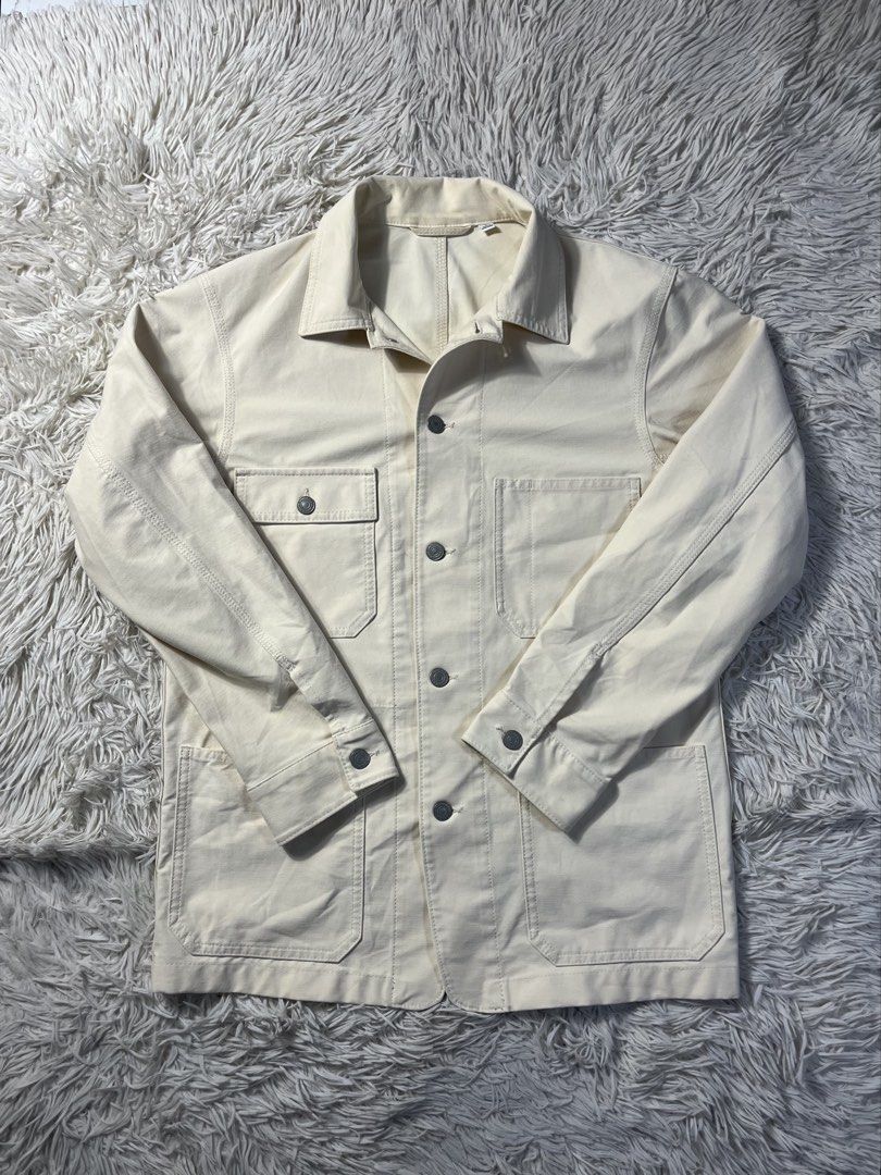 Uniqlo Utility Overshirt Jacket Offwhite (Category: Coats, Jackets and Outerwear) located in Bulacan. Submitted by pickedout2023 (Listing ID 1468723931, Image 2). Description: S on tag 21 width / 28 length Good as new .