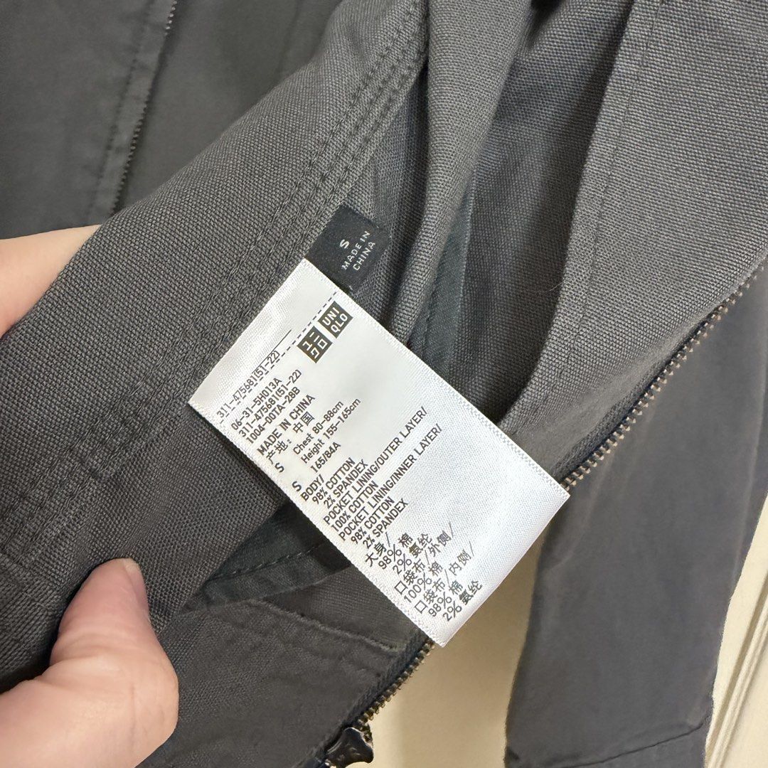 Uniqlo Zip Up Blouson (Category: Coats, Jackets and Outerwear) located in Manila. Submitted by usetheoxfordcomma (Listing ID 1468824554, Image 2). Description: Gray color Size: small No flaws; used once or twice Shipping only via same-day delivery services.