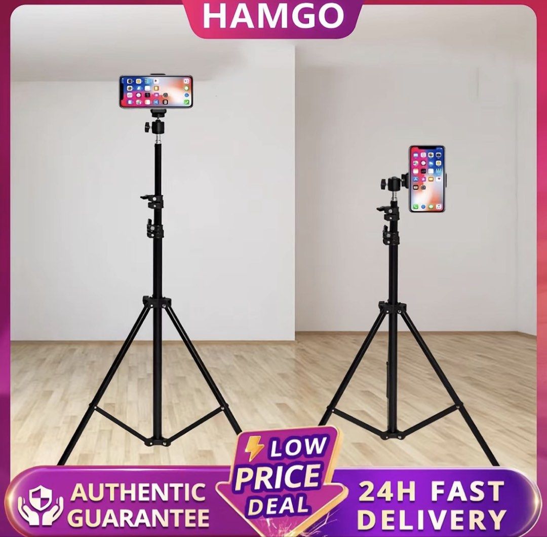 Universal Phone Tripod Stand Adjustable (Category: Tripods & Monopods) located in Bulacan. Submitted by clothesbyash (Listing ID 1468928483, Image 3). Description: - never been used - 1.2m long - 360 degrees Rotate Phone Clip - Phone Holder.