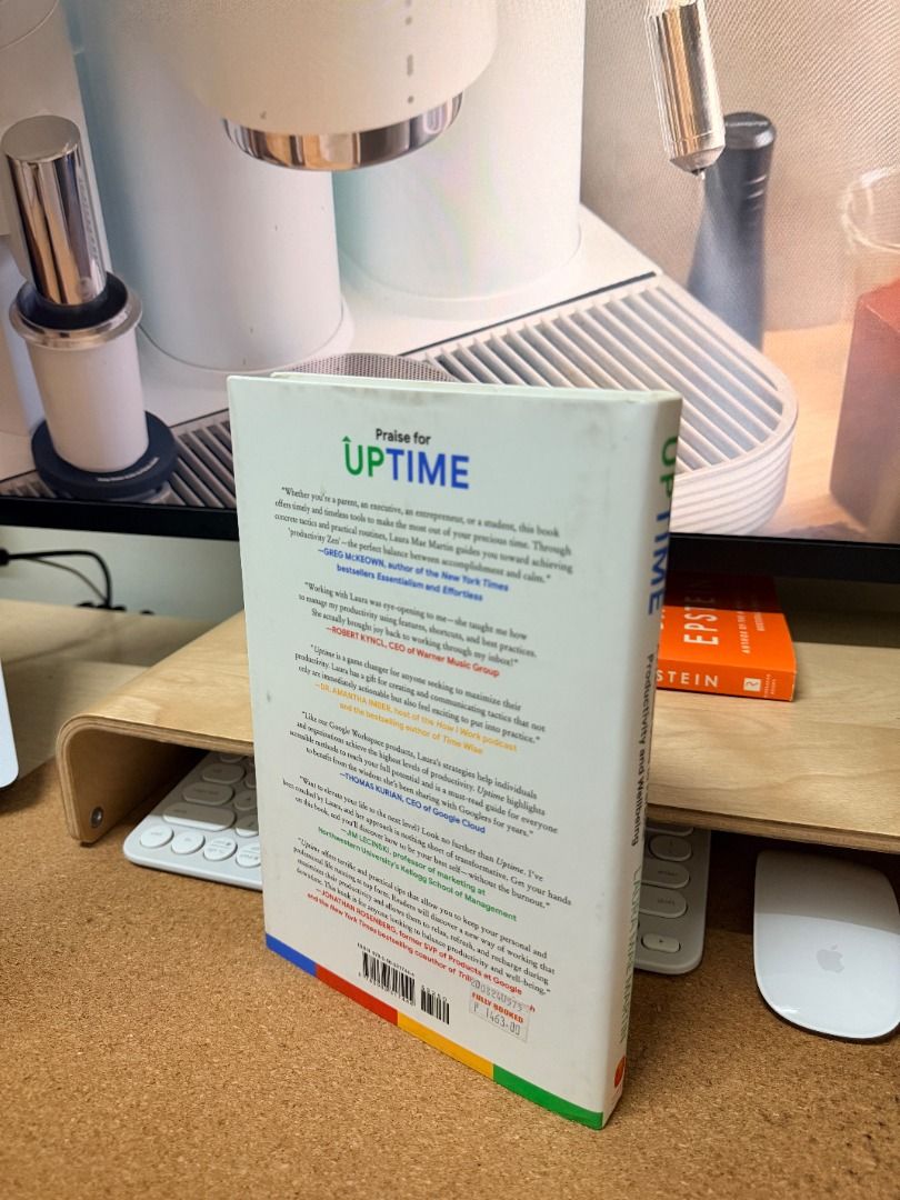 Uptime: A Practical Guide to Personal Productivity and Wellbeing (Category: Storybooks) located in Taguig. Submitted by jmcuniverse1018 (Listing ID 1468849214, Image 2). Description: - Title: Uptime by Laura Mae Martin (Google's Productivity Expert) - Format: Hardcover with clean white cover and colorful typography - Condition: Excellent, spine and cover look clean and upright - Best for: Improving daily habits and effective time management - Ful