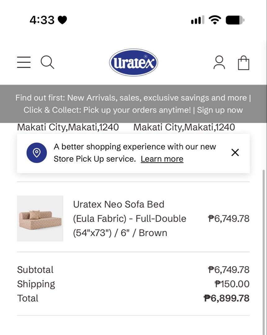 URATEX SOFA BED (Category: Bed Frames & Mattresses) located in Makati City. Submitted by ms.allsunday (Listing ID 1468791494, Image 1). Description: • Uratex Eula Sofa Bed 6” FULL-DOUBLE • Price is slightly negotiable •Ping me for actual photo Makati City .
