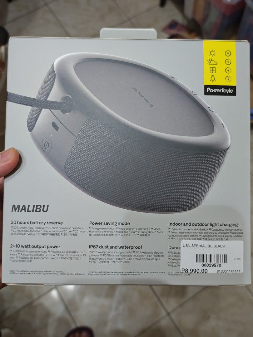 Urbanista Malibu Speaker (Category: Soundbars, Speakers & Amplifiers) located in Paranaque City. Submitted by givethtakethph (Listing ID 1468887838, Image 2). Description: Urbanista Malibu Speaker Good for trips, inuman, parties, gatherings, etc. Orig price is 8990, selling for 3999..