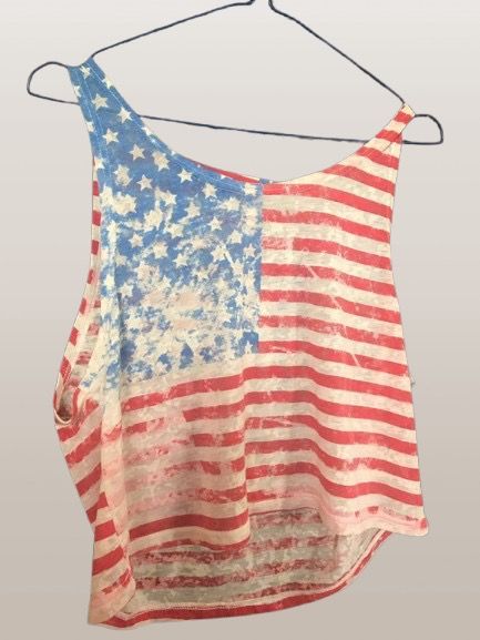 USA RED WHITE TOP (Category: Sleeveless) located in Marikina City. Submitted by minimalistmanila (Listing ID 1468752099, Image 2). Description: Imported from US. Americana red blue white top with USA flag design. Fits small to medium. Order now! .
