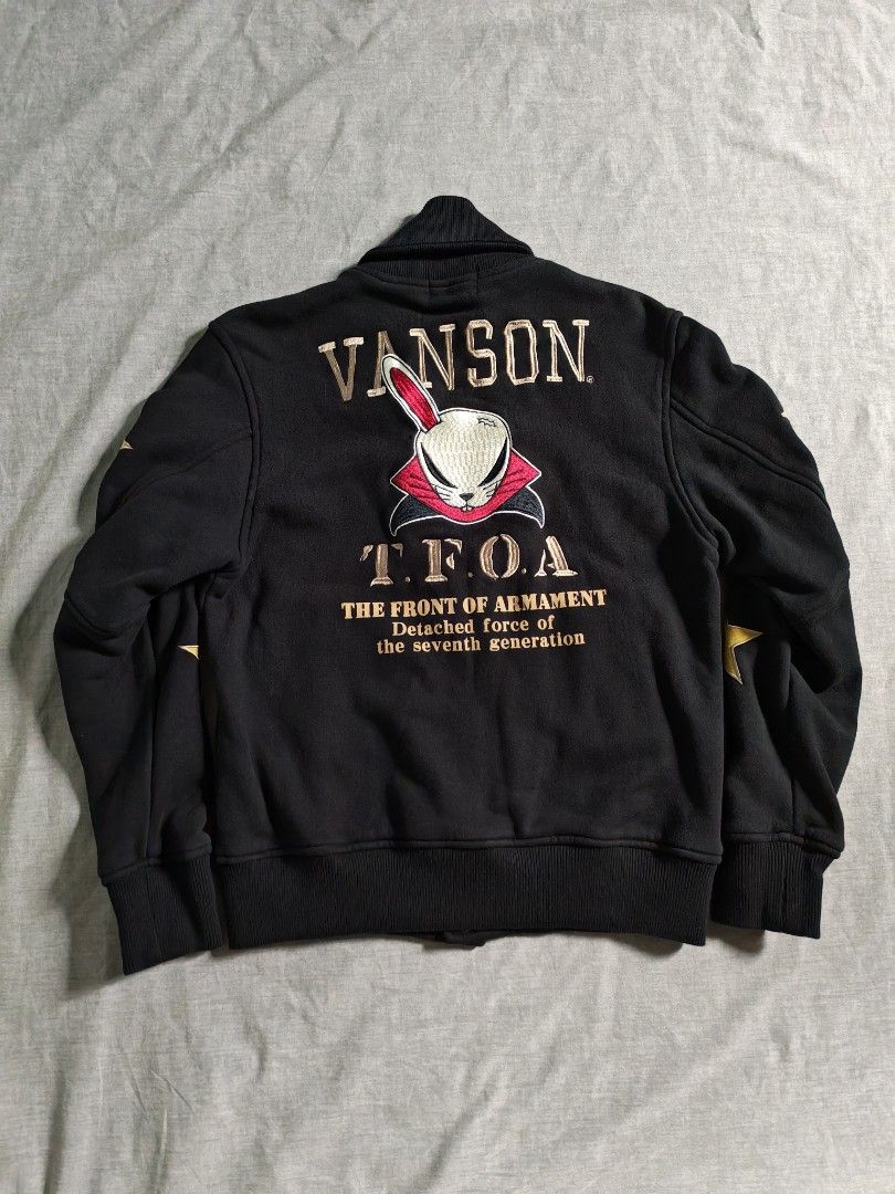 Vanson TFOA stadium jacket (Category: Coats, Jackets and Outerwear) located in Baguio. Submitted by used_clothing2600 (Listing ID 1468783772, Image 2). Description: Vanson TFOA stadium jacket size medium verygood condition width 20 length 24 shoulders 18 sleeve length 25 P 2,000.
