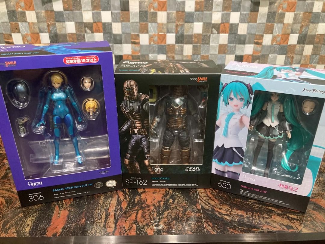 Various Figmas (Category: Figurines & Statues) located in Subic. Submitted by jaegerfox_ (Listing ID 1468886168, Image 1). Description: All FIGMAS are BIB and in complete condition. No issues or missing parts. More pictures or videos upon request. FIGMA Hatsune Miku NT P2500 FIGMA Isaac Clarke SOLD FIGMA Samus Aran Zero Suit P2500 Can give discount if taken both MOP: BPI, GCASH, MAYA, MARIBANK, UNIONBANK Shipping: LBC (buyer shoulders the shippin