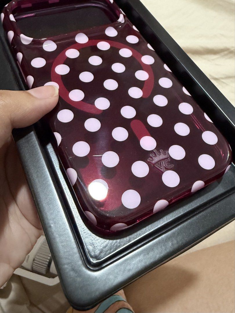 Velvet Caviar Raspberry Polka Dot iPhone 17 Pro Case (Category: Cases & Sleeves) located in Valenzuela. Submitted by danabananani (Listing ID 1468851545, Image 2). Description: - Has a small scratch - Still complete with box - Magsafe - Negotiable.