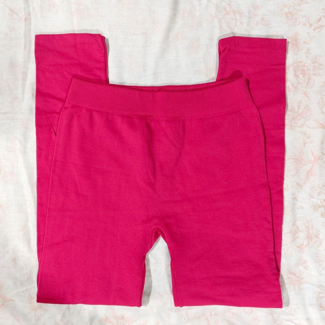 vibrant hot pink stretch leggings (Category: Activewear) located in Bulacan. Submitted by angel.decluttersx (Listing ID 1468829748, Image 1). Description: s-m no issue with elastic waistband 12" inches laid flat.