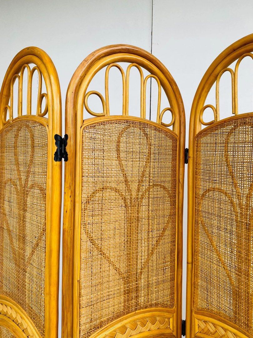 Vintage 3-Panel Rattan Wicker Room Divider Screen (Category: Outdoor Furniture) located in Manila. Submitted by justinlei.103 (Listing ID 1468831488, Image 1). Description: “JAPAN SURPLUS” 3-PANEL RATTAN PARTITION / DIVIDER SIZE: 16L” x 60H” inches (per panel) (AS-IS ITEM) IN GOOD CONDITION.